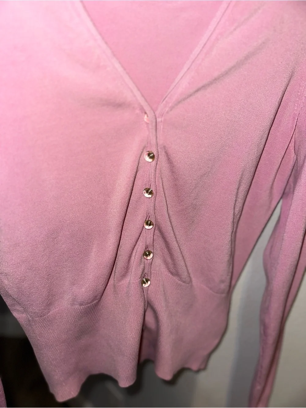 Vintage Hilfiger Silk blend Pink Button-Front V-Neck Cardigan